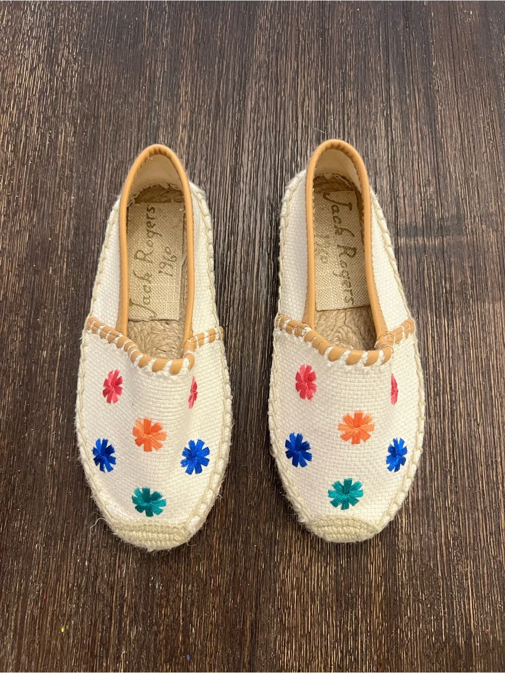 Jack Rogers Palmer Espadrille Flats Slip On Shoes size 13 girls Cream Floral